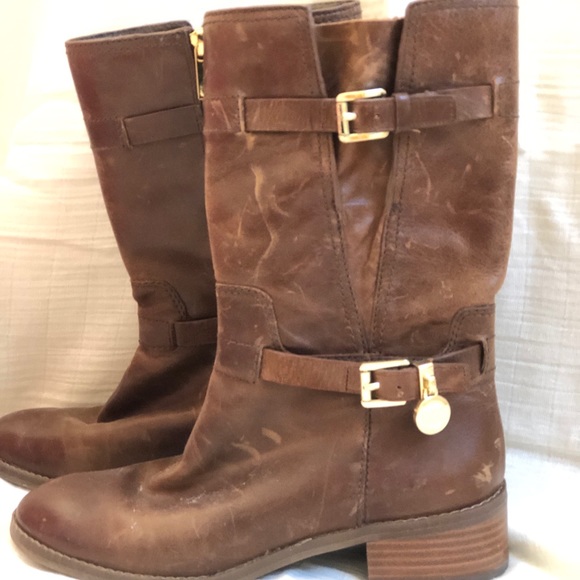 Michael Kors High Ankle Distressed Leather Boots - Picture 3 of 3